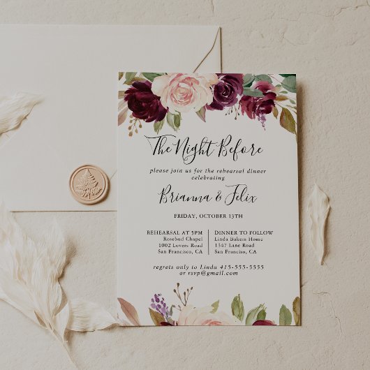 Invitation Soirée Florale Rustique Avant Le Dîner De Répétiti