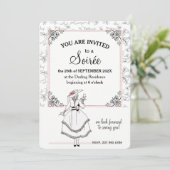 Invitation Soirée Florale Vintage française élégante Rose (Debout devant)