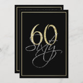 Invitation Soirée Formal Argent Noir et Or 60e anniversaire (Devant / Derrière)