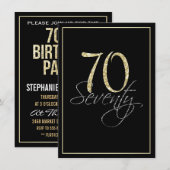 Invitation Soirée Formal Argent Noir et Or 70ème anniversaire (Devant / Derrière)