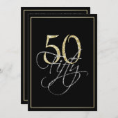 Invitation Soirée Formal Noir et Or 50ème anniversaire (Devant / Derrière)