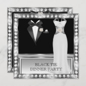 Invitation Soirée Formelle Cravate Noire Blanche Hollywood 2 (Devant / Derrière)