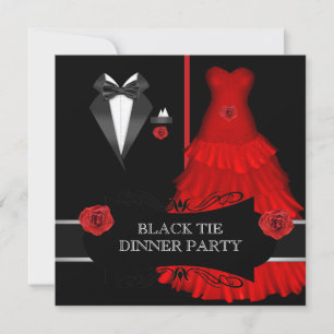 Invitation Soirée Formelle Cravate Noire Blanche Rouge 2