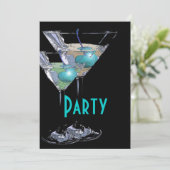 Invitation Soirée formelle élégante bleu noir (Debout devant)