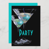 Invitation Soirée formelle élégante bleu noir (Devant / Derrière)