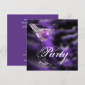 Invitation Soirée formelle élégante noire et violette (Devant / Derrière)