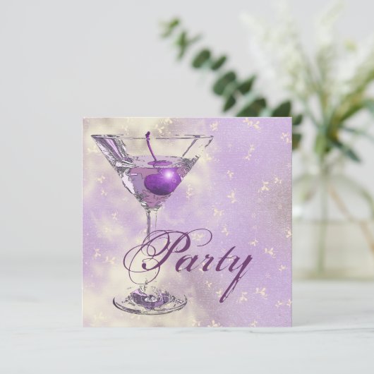 Invitation Soirée formelle élégante rose violet (Debout devant)