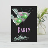 Invitation Soirée formelle élégante verte rose (Debout devant)