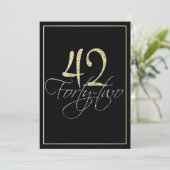 Invitation Soirée Formelle Noir et Or 42e fête d'anniversaire (Debout devant)
