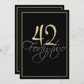 Invitation Soirée Formelle Noir et Or 42e fête d'anniversaire (Devant / Derrière)