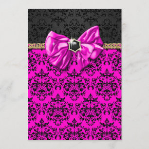 Invitation Soirée formelle rose noir or damassé