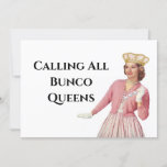 Invitation Soirée Funny Bunco Queen Party<br><div class="desc">Elle est jolie en rose et prête pour une bonne partie de Bunco. Elle est une reine Bunco rétro et vintage et porte fièrement la couronne. Funny Bunco conception de nuit de jeu pour garder les dés rouler.</div>