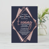 Invitation Soirée géométrique Mauve bleu marine rose (Debout devant)