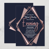 Invitation Soirée géométrique Mauve bleu marine rose (Devant / Derrière)