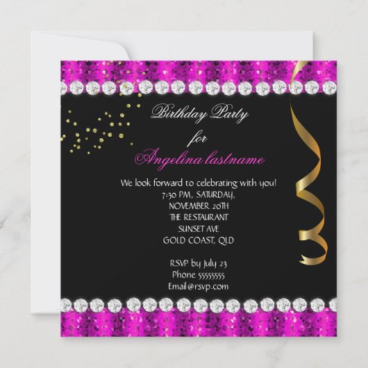 Invitation Soirée Glamor Party Parties scintillant de talons  (Dos)