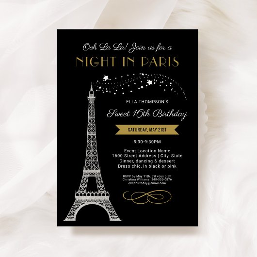Invitation Soirée Glamour à Paris 16e Anniversaire