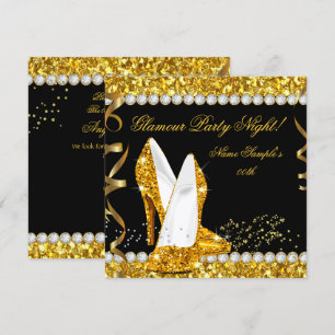 Invitation Soirée Glamour Paillettes Fête de Nuit Talons Haut