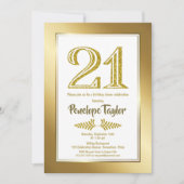 Invitation Soirée Gold 21st Birthday (Devant)