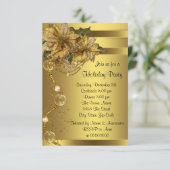 Invitation Soirée Gold Poinsettia Gold Christmas (Debout devant)