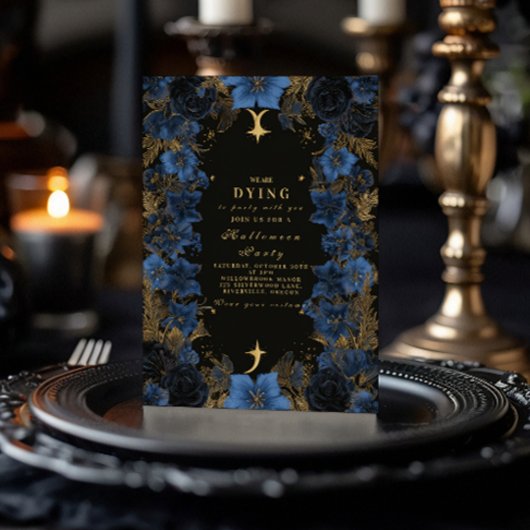 Invitation Soirée gothique Halloween bleu minuit