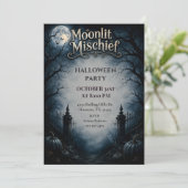 Invitation Soirée gothique Halloween de la malice au clair de (Debout devant)