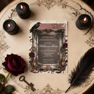 Invitation Soirée gothique pour adultes avec corbeau et roses