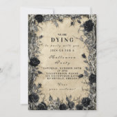 Invitation Soirée gothique Rose noir Halloween (Devant)