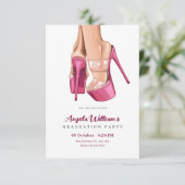 Invitation Soirée Graduation en talons roses (Debout devant)