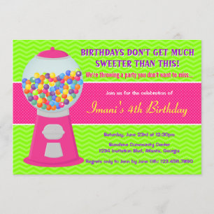 Invitation Soirée Gumball Candy Anniversaire