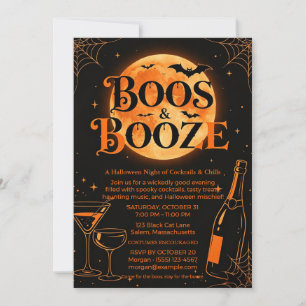 Invitation Soirée Halloween Adulte « Huées et Boissons »