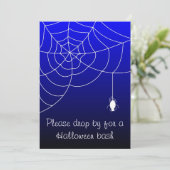 Invitation Soirée Halloween Blue Web of Fright (Debout devant)