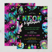 Invitation Soirée Halloween Cauchemar Néon (Devant / Derrière)