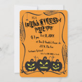 Invitation Soirée Halloween Citrouilles & Araignées (Devant)