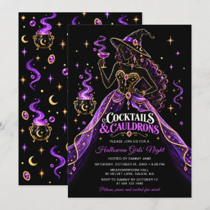 Invitation Soirée Halloween Cocktails & Chaudrons entre fille