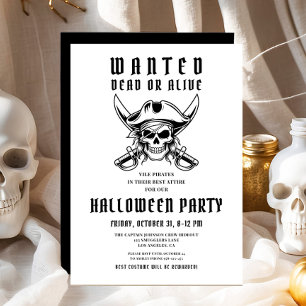 Invitation Soirée Halloween Crâne de Pirate Vintage