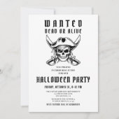 Invitation Soirée Halloween Crâne de Pirate Vintage (Devant)