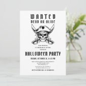 Invitation Soirée Halloween Crâne de Pirate Vintage (Debout devant)