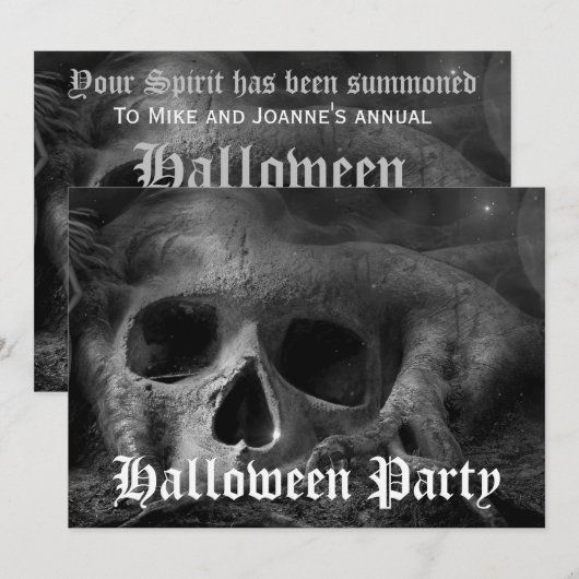Invitation Soirée Halloween Crâne Gothique Effrayant (Devant / Derrière)