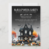Invitation Soirée Halloween dans une maison hantée (Devant)