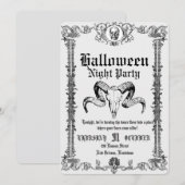 Invitation Soirée Halloween Danse de Crâne Gothique Rétro (Devant / Derrière)