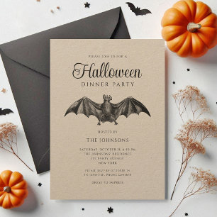 Invitation Soirée Halloween de dîner de chauve-souris gothiqu