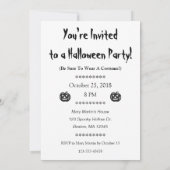 Invitation Soirée Halloween de la citrouille Fantomatique noi (Dos)