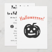 Invitation Soirée Halloween de la citrouille Fantomatique noi (Devant / Derrière)