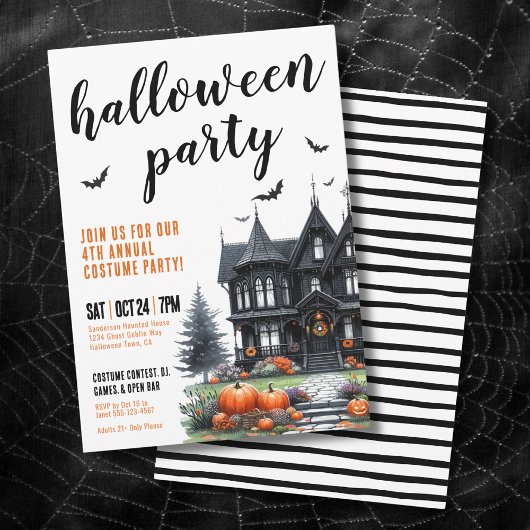 Invitation Soirée Halloween de la Maison Hantée Gothique