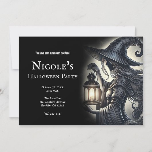 Invitation Soirée Halloween de la Sorcière Lanterne (Devant)