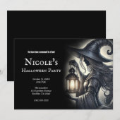 Invitation Soirée Halloween de la Sorcière Lanterne (Devant / Derrière)