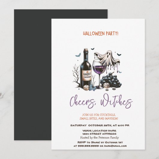 Invitation Soirée Halloween du Vin Fantôme (Devant / Derrière)