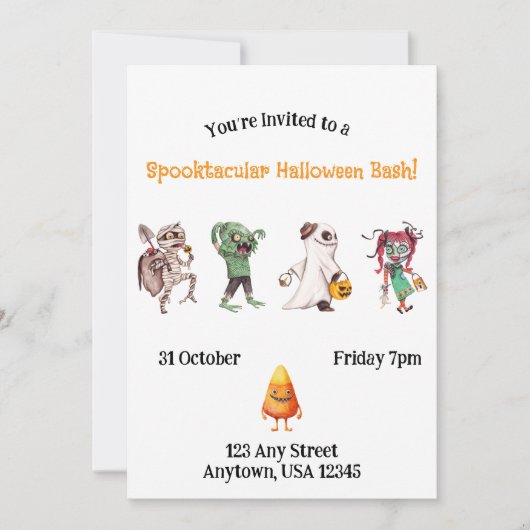 Invitation Soirée Halloween effrayante (Devant)