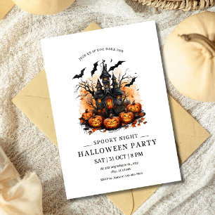 Invitation Soirée Halloween effrayante Maison hantée Citrouil