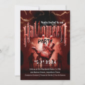 Invitation Soirée Halloween Effrayante Zombies Rouges (Devant)